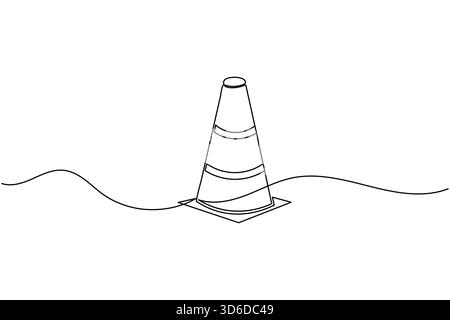 Traffic cone continuous line drawing and minimalist style isolate outline vector icon Stock Vector