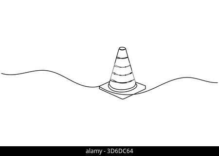 Traffic cone continuous line drawing and minimalist style isolate outline vector icon Stock Vector