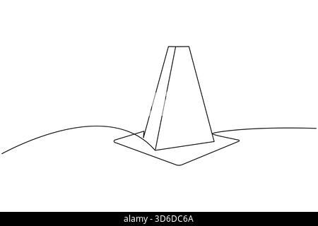 Traffic cone continuous line drawing and minimalist style isolate outline vector icon Stock Vector