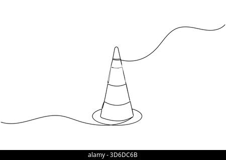 Traffic cone continuous line drawing and minimalist style isolate outline vector icon Stock Vector