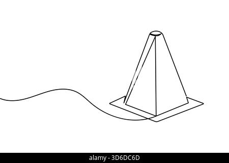 Traffic cone continuous line drawing and minimalist style isolate outline vector icon Stock Vector