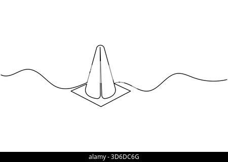 Traffic cone continuous line drawing and minimalist style isolate outline vector icon Stock Vector