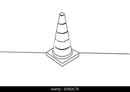 Traffic cone continuous line drawing and minimalist style isolate outline vector icon Stock Vector