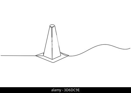 Traffic cone continuous line drawing and minimalist style isolate outline vector icon Stock Vector