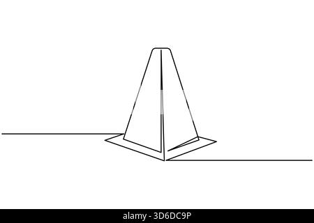 Traffic cone continuous line drawing and minimalist style isolate outline vector icon Stock Vector