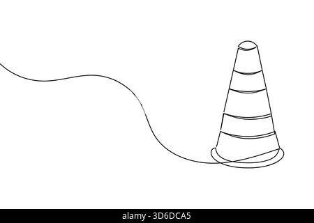 Traffic cone continuous line drawing and minimalist style isolate outline vector icon Stock Vector