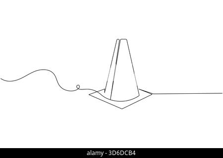 Traffic cone continuous line drawing and minimalist style isolate outline vector icon Stock Vector