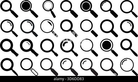 Magnifying Glass Icon Set Stock Vector