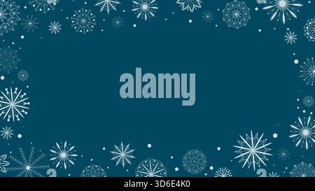 Vertical banner template with border of snowflakes and snow. Blank template for winter flyer, greeting card or invitation. Vector graphic Stock Vector