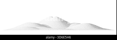 Dotted mountain shape with grainy shading and smooth gradation. Halftone texture creates a minimal retro landscape silhouette Stock Vector