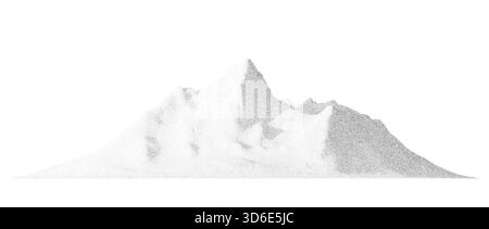Granular mountain created from scattered dots and soft dissolving shadows. A vintage halftone terrain with abstract depth Stock Vector