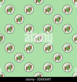 Circle with Financial Graph vector concept colored seamless pattern Stock Vector
