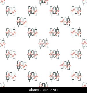 Candlestick Graphic vector Candlestick Chart Heartbeat concept colored seamless pattern Stock Vector