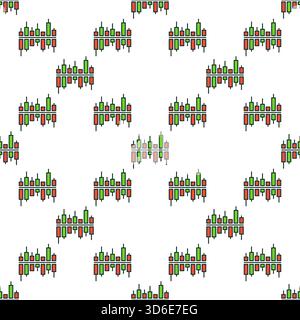 Financial Graph for Investor vector concept colored seamless pattern Stock Vector
