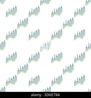 Investment Graph vector Candlestick Chart Wave concept colored seamless pattern Stock Vector