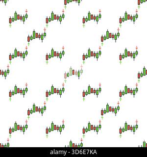Investment or Trading Graph vector Candlestick Chart concept colored seamless pattern Stock Vector