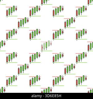 Stock Market Candlestick Chart vector Candle Graph in Range concept colored seamless pattern Stock Vector