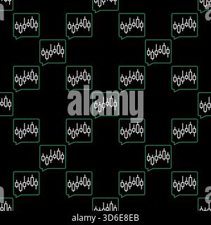 Trading Analysis vector Candlestick Chart in Speech Bubble concept seamless pattern in outline style Stock Vector