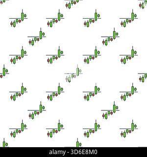 Vector Breakout Candlestick Chart concept colored simple seamless pattern Stock Vector