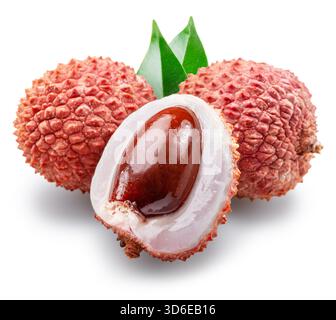 Lychee Section lychee, clipping path, isolated on white background, full depth of ...