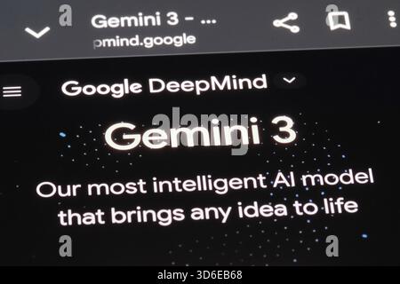 Shanghai,China-Nov.19th 2025: Gemini 3 AI model on website Stock Photo