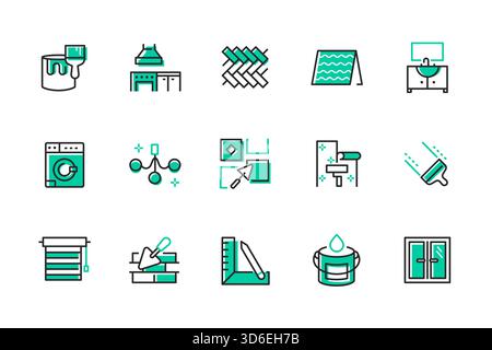 Home repair and maintenance - line design style icons Stock Vector