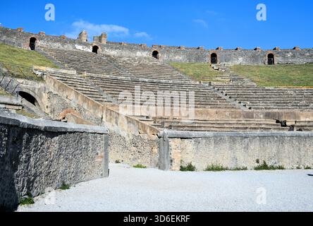 Pompeii Archaeological site, the Amphitheatre (Anfiteatro). Stock Photo