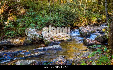 Smith Creek along the Anna Ruby Falls Trail in the  Chattahoochee-Oconee National Forest in the northeast mountains of Georgia near Helen Georgia USA Stock Photo