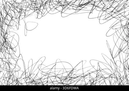 frame of ball pen scribbling with blank empty central copy space isolated on white Stock Photo