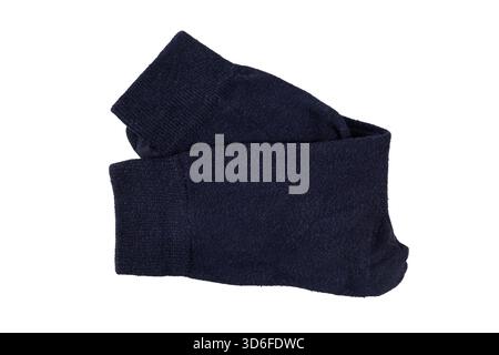 black or dark blue folded pair of socks isolated on white Stock Photo