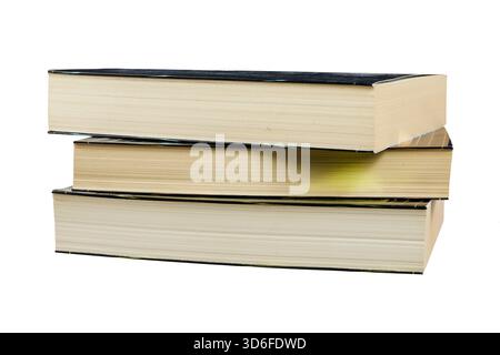 stack of books with beige pages isolated on white Stock Photo