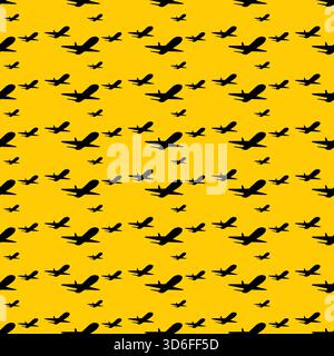 silhouette airplane seamless pattern background Stock Vector