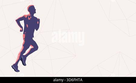 Vector Illustration of Running Man Silhouette. Marathon Banner or Poster with Ample Copy Space. Stock Vector