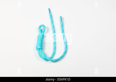close up of color nylon shoelace isolated on white background. Stock Photo
