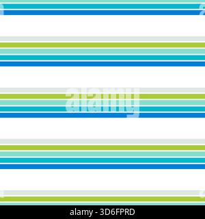Stripes Blue and Green Color Seamless Pattern Design Stock Vector