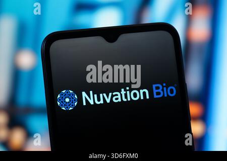 In this photo illustration, the Nuvation Bio logo is seen displayed on ...