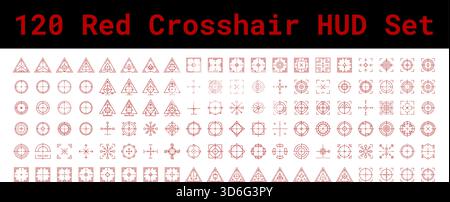 Ultimate crosshair and target aim vector icon set. Large collection of HUD diverse targeting symbols. Includes sniper focus reticles military sights g Stock Vector