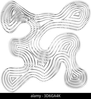Abstract mesh shape with liquid-like flowing lines and dynamic distorted surface creating organic movement. Stock Vector