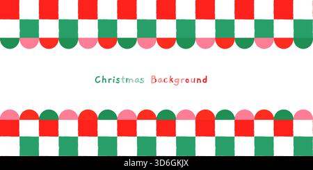 Red, green and pink Christmas vector background, cute check pattern banner for holiday banners Stock Vector
