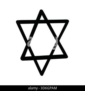 Hand Drawn Six-Pointed Star of David Icon Jewish Symbol Stock Vector