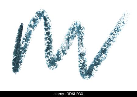 Eyeliner green swatch isolated on white background. Eye contour stroke. Turquoise eye pencil color squiggle texture. Eye liner curve trace. Beauty mak Stock Photo