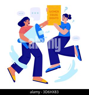 Freedom of Speech on Equal Rights for Women Vector Illustration Stock Vector