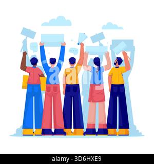 Democratic Expression and Public Protest Vector Illustration Stock Vector