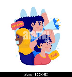 Empowered Women Against Racism Vector Illustration Stock Vector