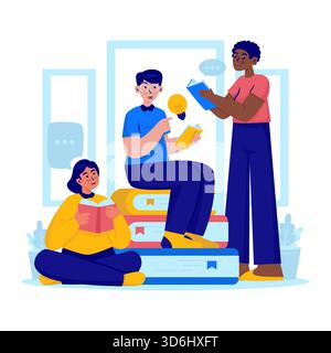 Collaborative learning and idea exchange vector illustration Stock Vector