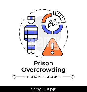 Prison overcrowding multi color concept icon Stock Vector