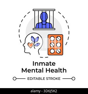 Inmate mental health multi color concept icon Stock Vector