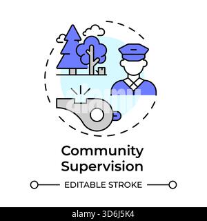 Community supervision multi color concept icon Stock Vector