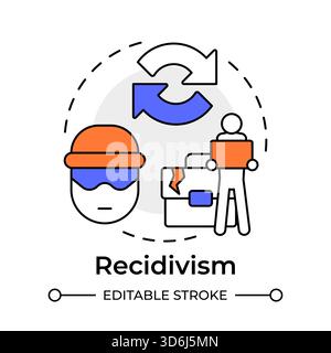 Recidivism multi color concept icon Stock Vector