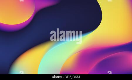 modern abstract background showing flowing shapes and bold gradients of yellow orange magenta and blue set on dark blue created for designers a vibran Stock Vector